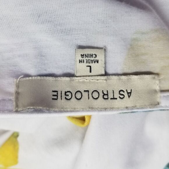 Astrologie Botanical Lemon Print Top Flutter Short Sleeve Women's Size Large - Picture 12 of 14